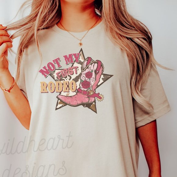 Tops - Not My First Rodeo Western Graphic T-shirt Western Shirt, Cowgirl Graphic Tee